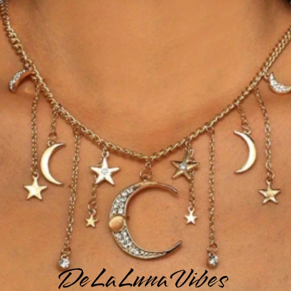Moon Necklace - New - Gold Tone - Picture 4 of 6